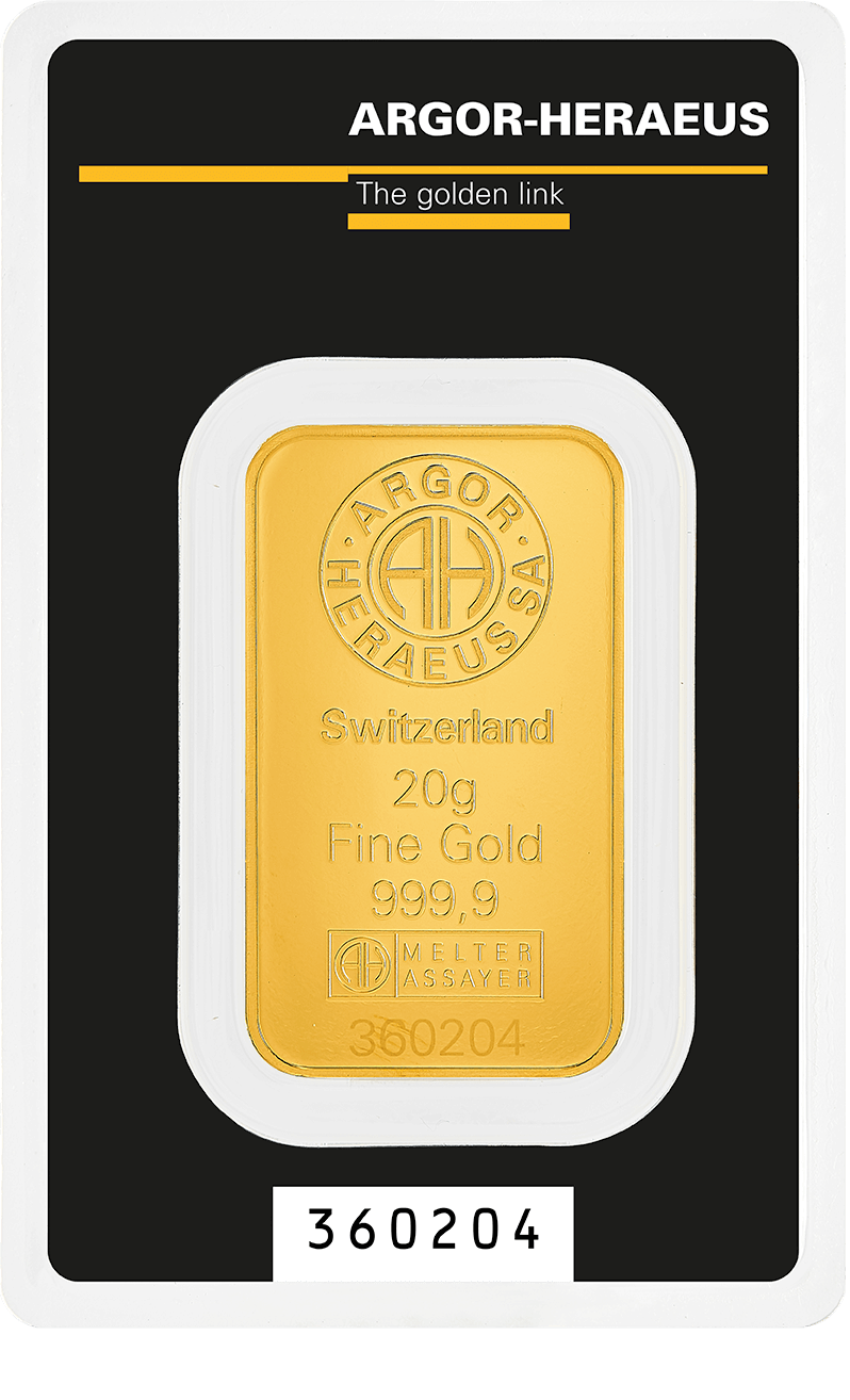 Argor-Heraeus aranyrúd, 20 gramm